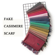 2017 winter solid color plain china fake cashmere scarf india pashmina scarves